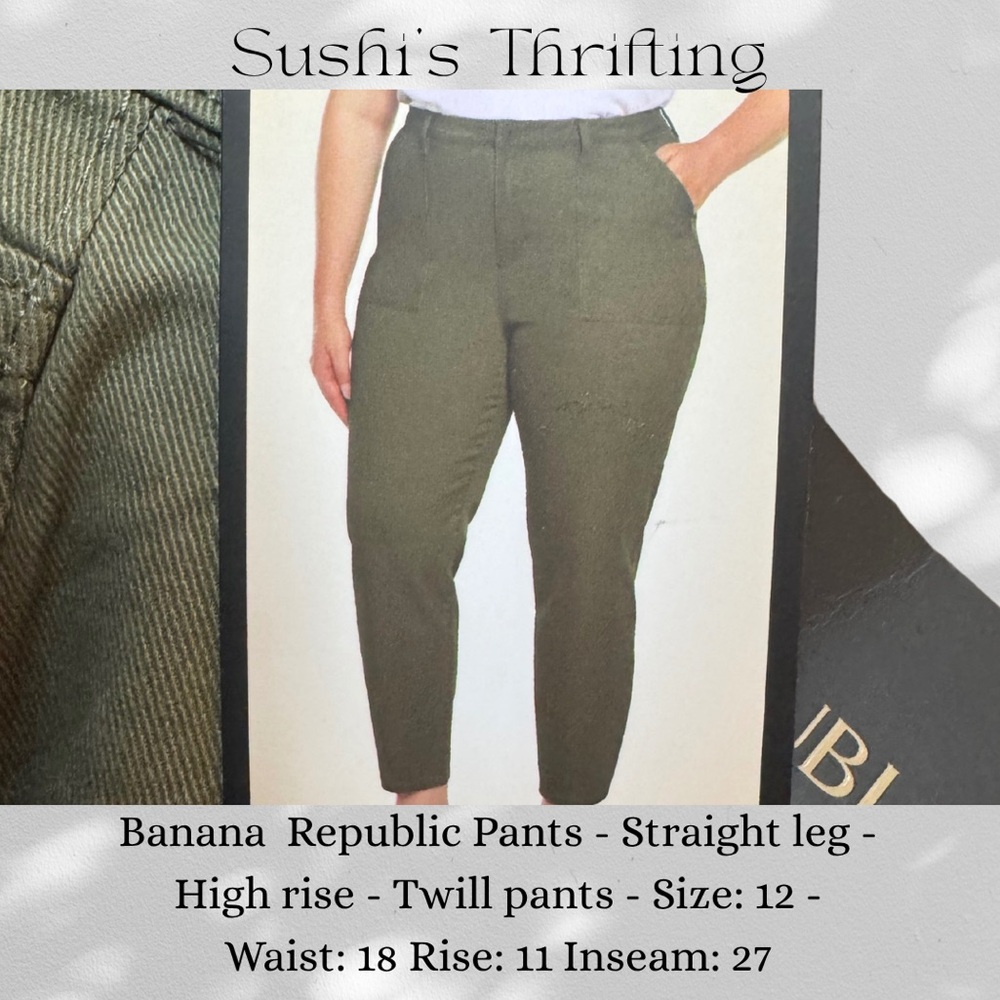 Banana Republic Green High Rise Jeans Straight Leg - Picture 6 of 8